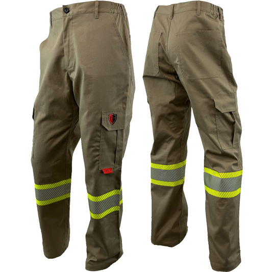 FR High Visibility Pants Khaki 4" Reflective Stripe