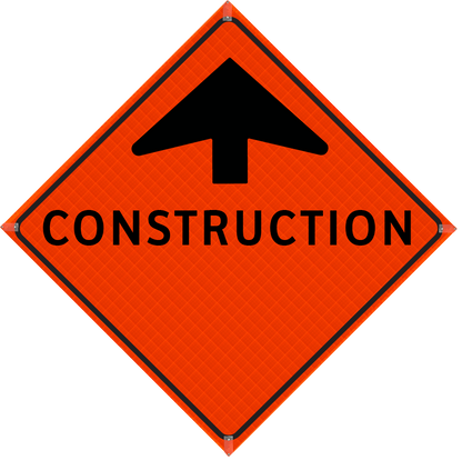 Plasticade Canada Construction Ahead (TC-1) Roll-Up Traffic Sign 36" x 36" (91.44cm x 91.44cm) - MUTCD Canada compliant portable construction zone sign - supplynow.ca