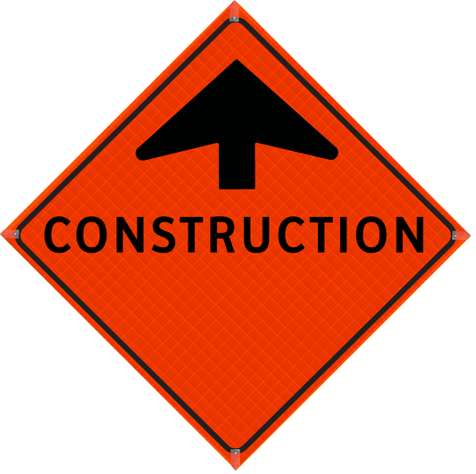 Plasticade Canada Construction Ahead (TC-1) Roll-Up Traffic Sign 36" x 36" (91.44cm x 91.44cm) - MUTCD Canada compliant portable construction zone sign - supplynow.ca