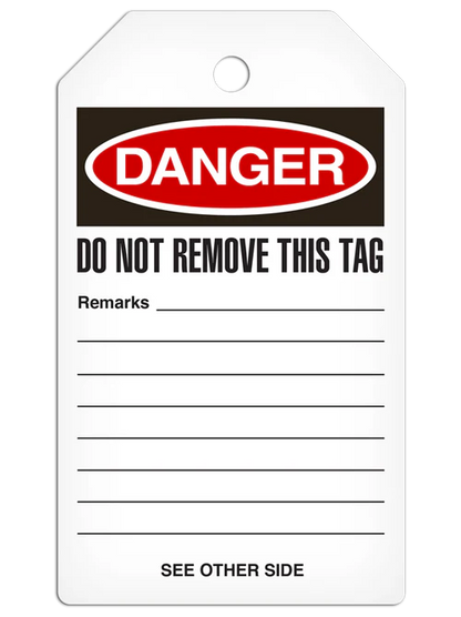 DANGER DO NOT USE REASON TAGGED DuraPly™ Safety Tag (25/pkg)