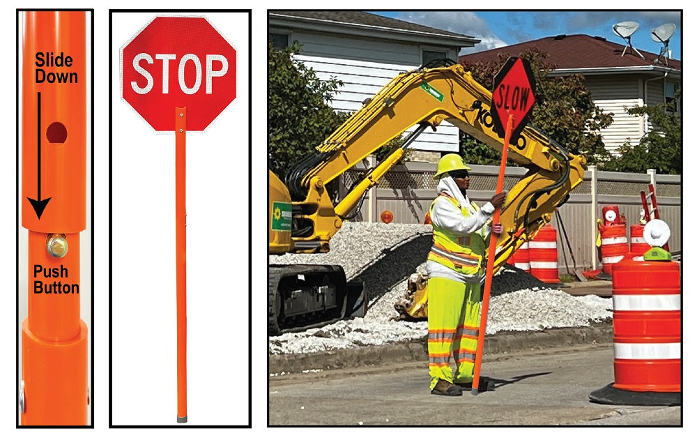Elite PVC Flagger Pole For STOP/SLOW Signs