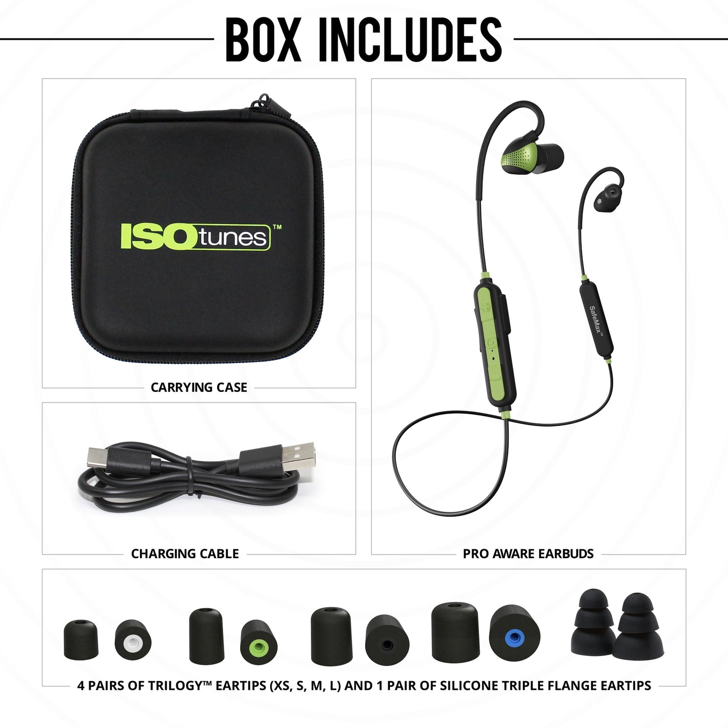 IsoTunes Pro Aware Bluetooth Safety Green with Ambient Listening Tech