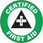 Hardhat Sticker  - Certified First Aid 1.75", Round - Pack of 10