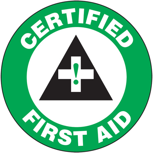 Hardhat Sticker  - Certified First Aid 1.75", Round - Pack of 10