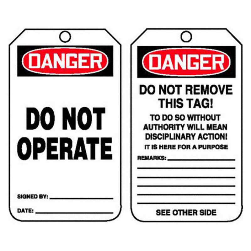 "Do Not Operate" - Lockout OSHA Danger Equipment Status Tag, 25 Pack