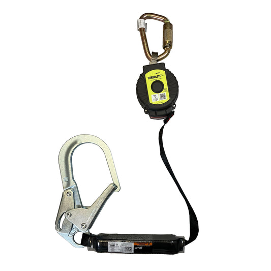 Miller MTL-OHW1-08 Single Web Personal Fall Limiter, Vectran Webbing, Aluminum Carabiner, Aluminum Locking Rebar Hook Black Fall Protection