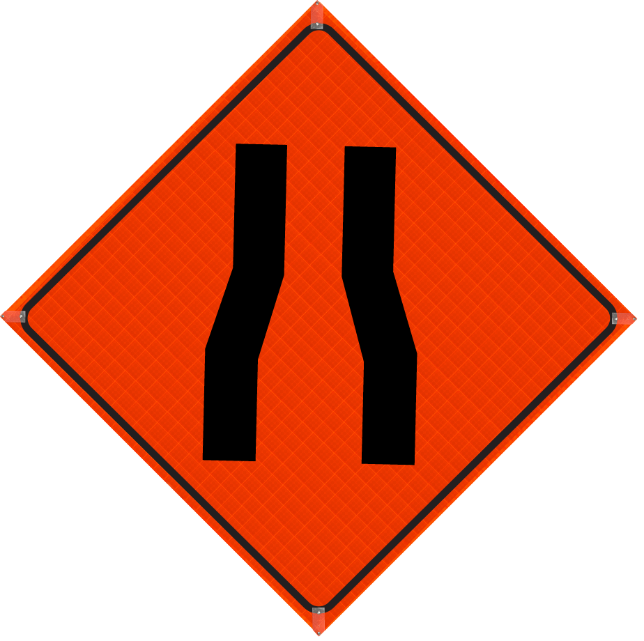 Plasticade Canada Narrow Lanes Ahead (P-110) Roll-Up Traffic Sign 36" x 36" (91.44cm x 91.44cm) - MUTCD Canada compliant portable construction zone sign - supplynow.ca