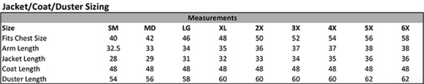 Sizing Chart
