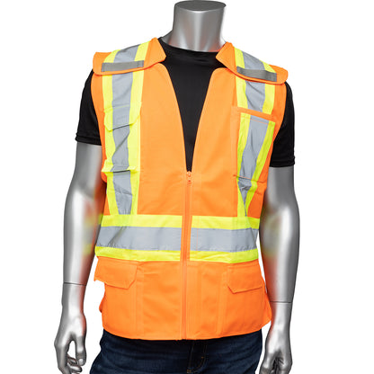 Tear Away Surveyor Style Vest with Mesh Back, CSA Z96 Class 2