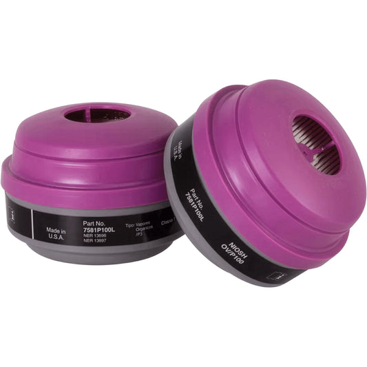 North 7581P100L Organic Vapor (OV) with P100 Respirator Cartridge Pink Respiratory Safety