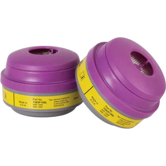 North 7583P100L Organic Vapor and Acid Gas (OV/AG) with P100 Respirator Cartridge Pink Respiratory Safety