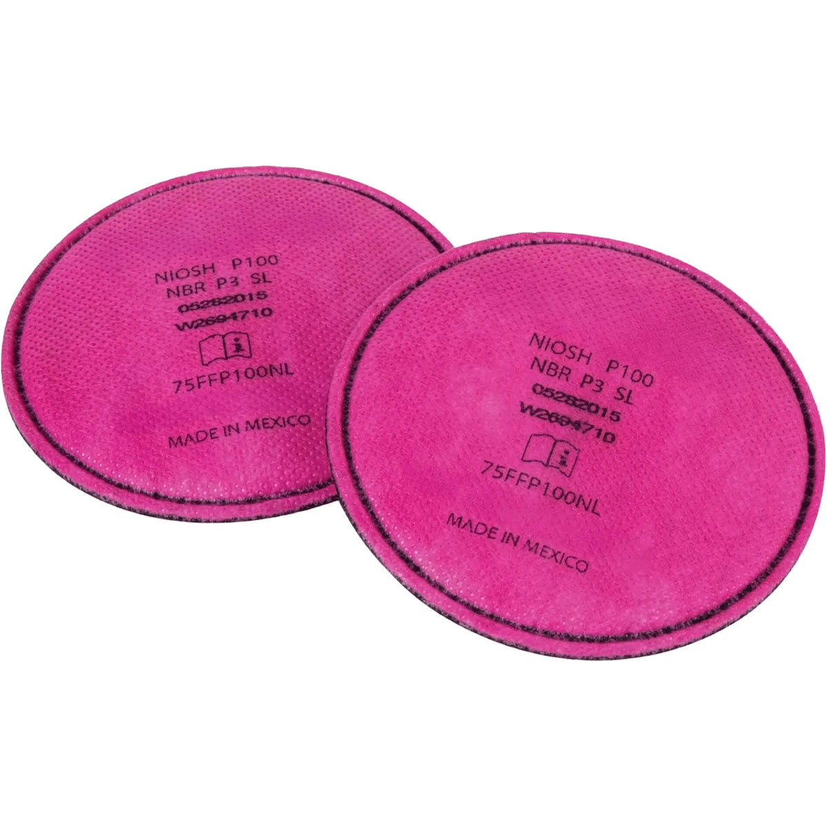 North 75FFP100NL Flexible, Low Profile P100 Filter with Odor Relief Pink Respiratory Safety