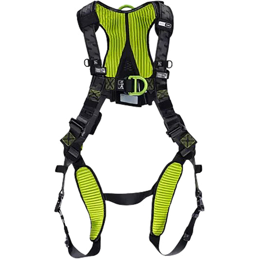 Miller H7IC3A Premium Full-Body Harness, with Lightweight Aluminum Hardware, 5 Points of Adjustment, with Back / Front / Side D-Rings, and Quick-Connect Chest & Leg Buckles Green Fall Protection