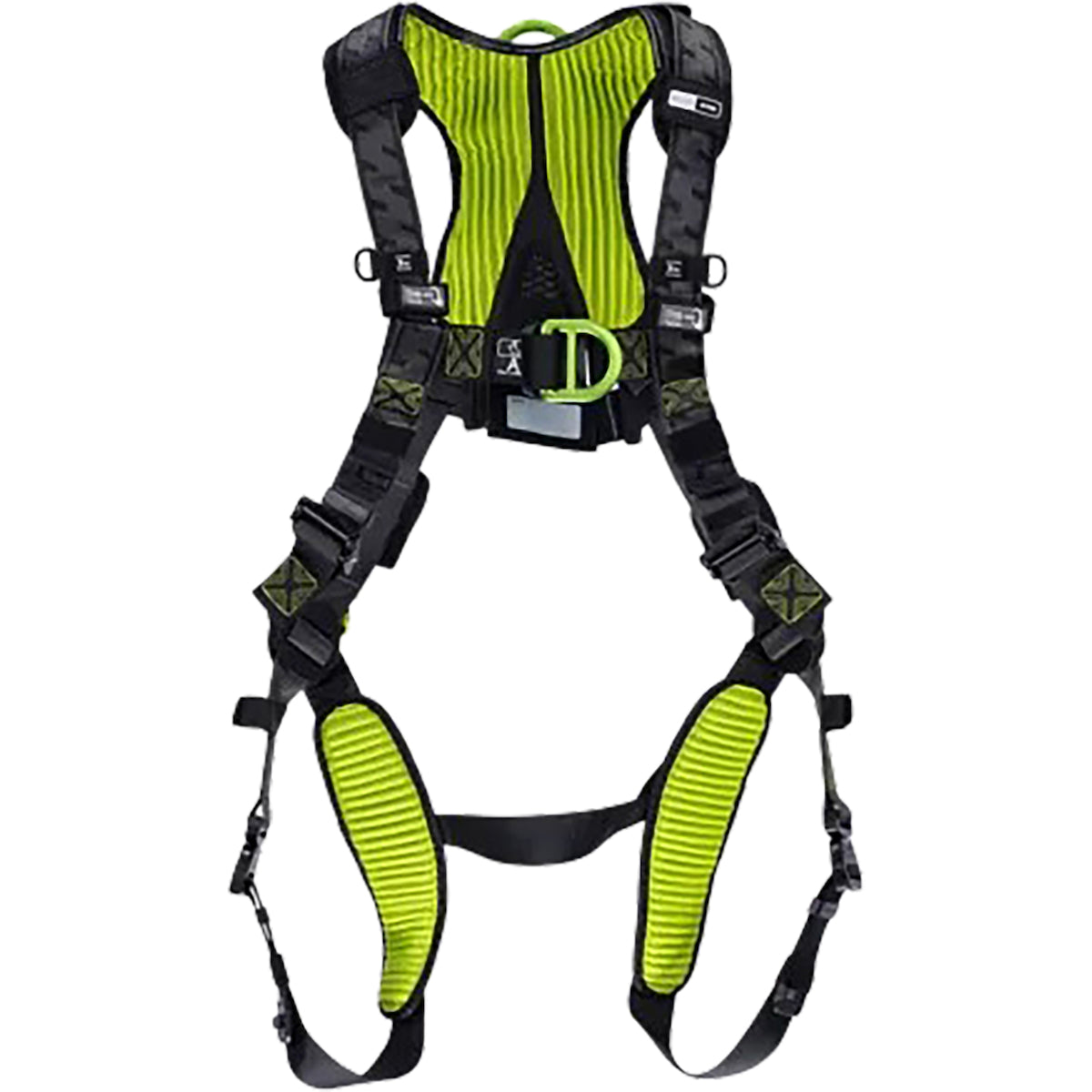 Miller H7IC2A Premium Full-Body Harness, with Lightweight Aluminum Hardware, 5 Points of Adjustment, with Back / Front D-Rings, and Quick-Connect Chest & Leg Buckles Green Fall Protection