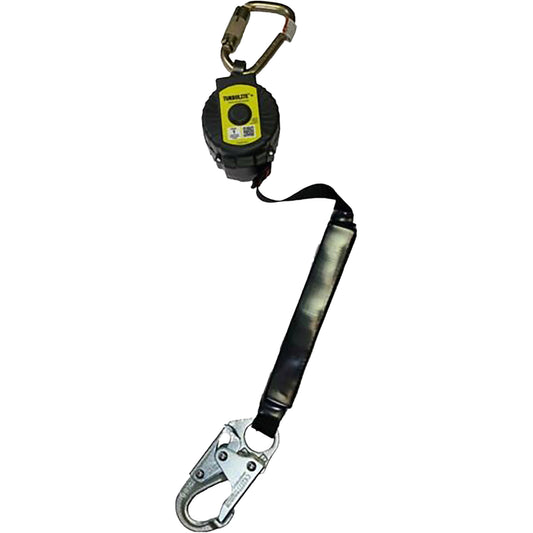 Miller MTL-OHW1-01 Single Web Personal Fall Limiter, Vectran Webbing, Steel Carabiner, Steel Locking Snap Hook Black Fall Protection