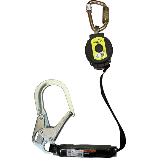 Miller MTL-OHW1-02 Single Web Personal Fall Limiter, Vectran Webbing, Steel Carabiner, Steel Locking Rebar Hook Black Fall Protection