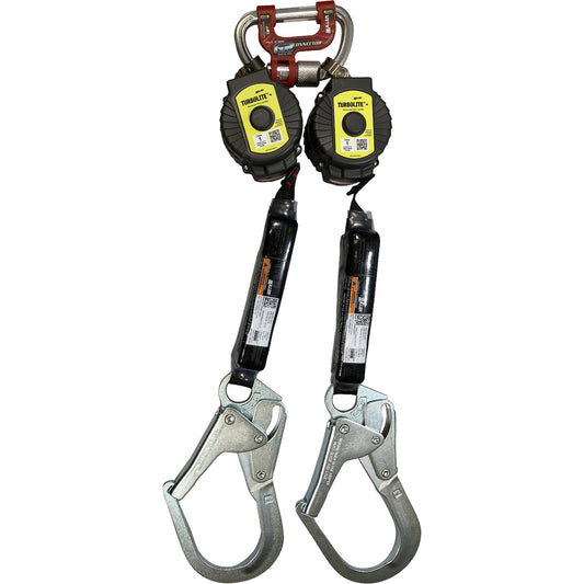 Miller MTL-OHW2-28 Twin Personal Fall Limiter, Vectran Webbing, G2 Twin Connector, Aluminum Locking Rebar Hook Black Fall Protection