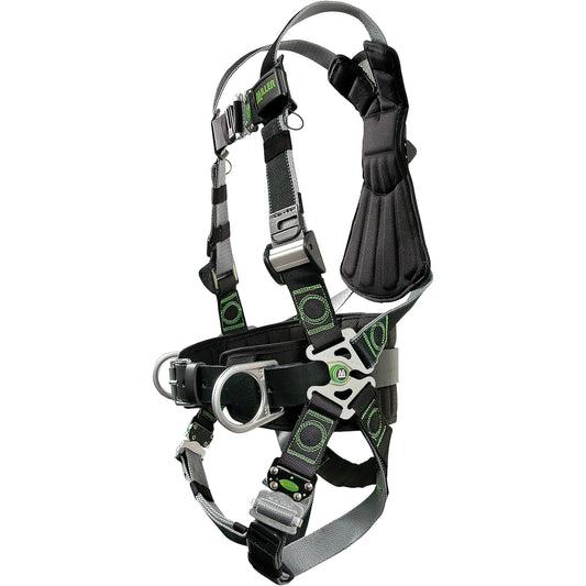 Miller RDT-QC-BDP Premium Full-Body Harness with DualTech Webbing, 5 Points of Adjustment, with Back / Side D-Rings, and Removable Belt, with Quick-Connect Chest & Leg Buckles Black Fall Protection
