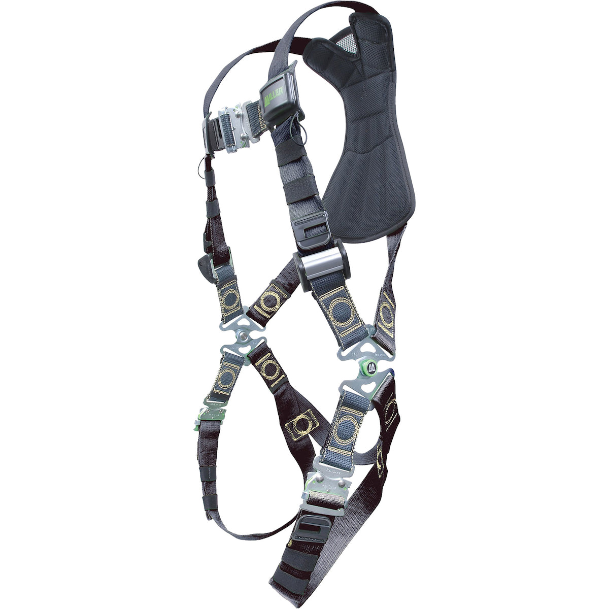 Miller RKN-QC Welder's Premium Full-Body Harness with Kevlar / Nomex DualTech Webbing, 5 Points of Adjustment, with Back D-Ring, and Quick-Connect Chest & Leg Buckles Black Fall Protection