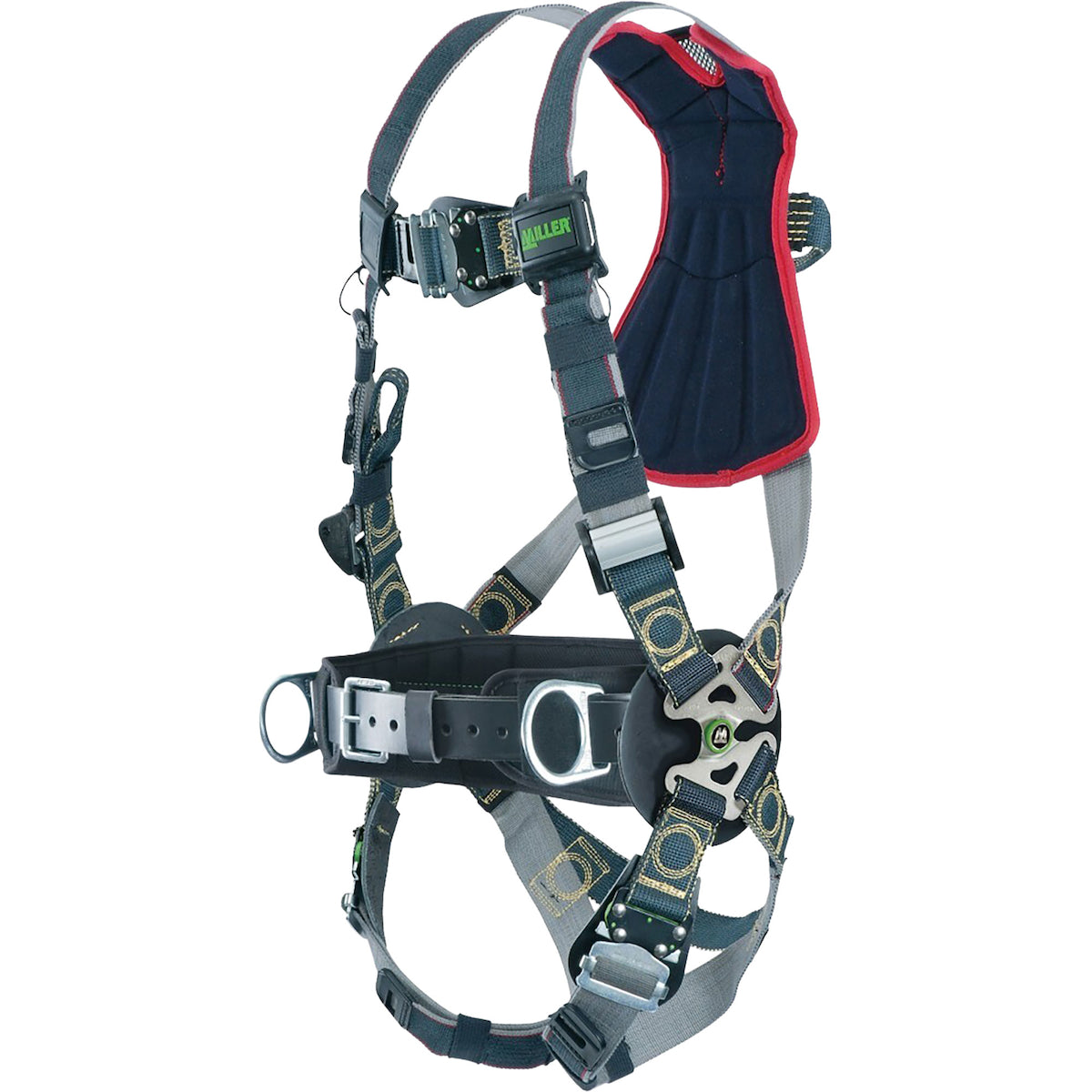 Miller RKNARRL-QC-BDP Arc-Rated Premium Full-Body Harness with Kevlar / Nomex DualTech Webbing, 5 Points of Adjustment, with Back / Side D-Rings and Rescue Loops, Sub-Pelvic Strap, Removable Belt, and Quick-Connect Chest & Leg Buckles Black Fall Protection