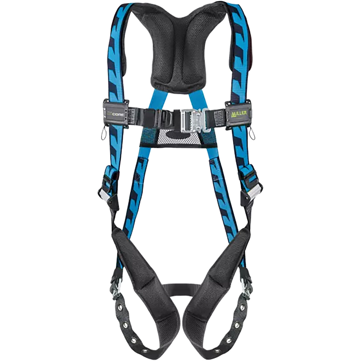 Miller AC-TB Premium Breathable Full-Body Harness, with Steel Hardware, 5 Points of Adjustment, with Back D-Ring, and Quick-Connect Chest Buckle & Tongue Leg Buckles Blue Fall Protection