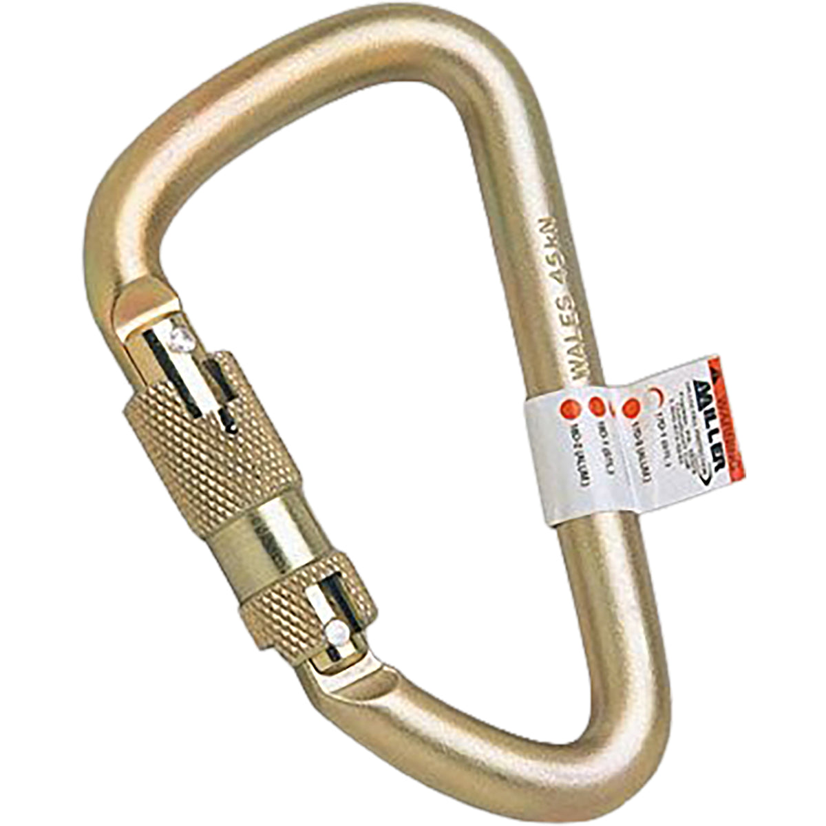 Miller 17D-1 Double-Action Twist-Lock Carabiner, Steel, 1-in Gate Opening Silver Fall Protection