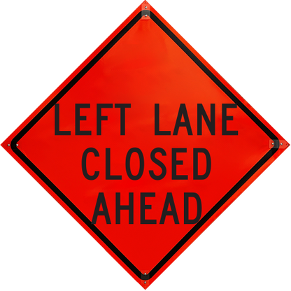 Plasticade Canada Left Lane Closed Ahead (TC-3L) Roll-Up Traffic Sign - R36DI-NRO-PP-W20-5LA - supplynow.ca