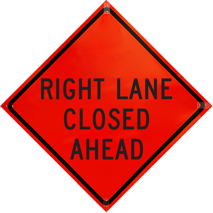 Plasticade Canada Right Lane Closed Ahead (TC-3R) Roll-Up Traffic Sign - R36DI-NRO-PP-W20-5RA - supplynow.ca