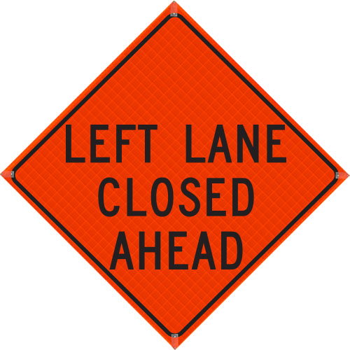 Plasticade Canada Left Lane Closed Ahead (TC-3L) Roll-Up Traffic Sign 36" x 36" (91.44cm x 91.44cm) - MUTCD Canada compliant portable construction zone sign - supplynow.ca