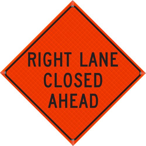 Plasticade Canada Right Lane Closed Ahead (TC-3R) Roll-Up Traffic Sign 36" x 36" (91.44cm x 91.44cm) - MUTCD Canada compliant portable construction zone sign - supplynow.ca