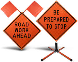 Plasticade Canada Left Lane Closed Ahead (TC-3L) Roll-Up Traffic Sign - Roll Up Signs on Stand - supplynow.ca