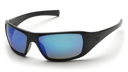 Pyramex Goliath SB5665D Safety Glasses - Black Frame Ice Blue Mirror Lens - ANSI Z87.1+ CSA Z94.3 | Supplynow.ca