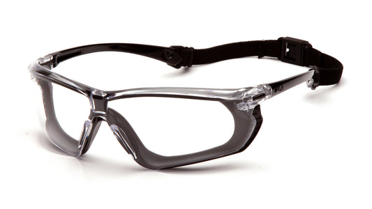 Pyramex Crossovr SBG10610DT Safety Glasses - Black/Gray Frame Black-gray frame / clear H2X anti-fog lens Lens - ANSI Z87.1+ CSA Z94.3 | Supplynow.ca