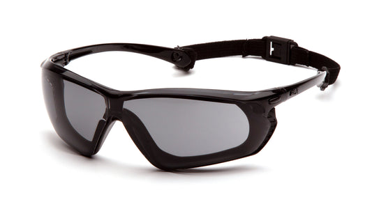 Pyramex Crossovr SBG10620DT Safety Glasses - Black/Gray Frame Black-gray frame / gray H2X anti-fog lens Lens - ANSI Z87.1+ CSA Z94.3 | Supplynow.ca