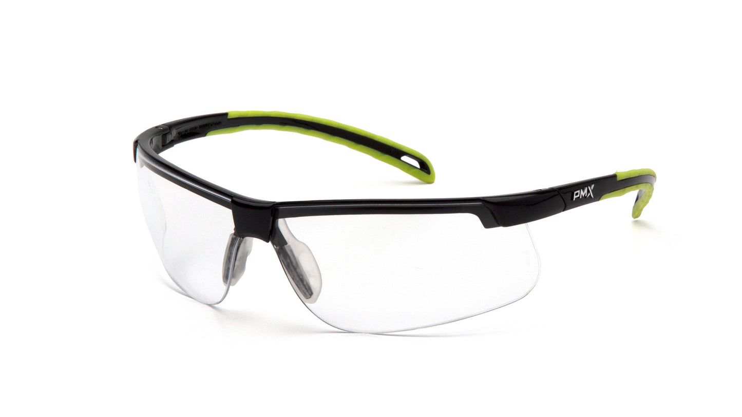 Pyramex Ever Lite SBL8610DTM Safety Glasses - Black/Lime Frame Clear H2MAX Anti-Fog Lens - ANSI Z87.1+ CSA Z94.3 | Supplynow.ca