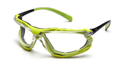 Pyramex Proximity SBL9310STM Safety Glasses - Black/Lime Frame Clear H2MAX Anti-Fog Lens - ANSI Z87.1+ CSA Z94.3 | Supplynow.ca