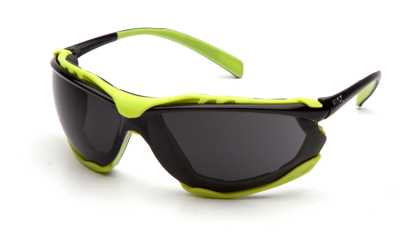 Pyramex Proximity SBL9323STM Safety Glasses - Black/Lime Frame Dark Gray H2MAX Anti-Fog Lens - ANSI Z87.1+ CSA Z94.3 | Supplynow.ca