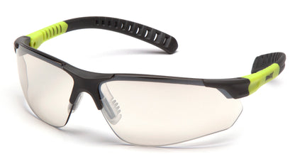 Pyramex Sitecore SGL10180D Safety Glasses - Gray and Lime Frame Indoor/Outdoor Mirror Lens - ANSI Z87.1+ CSA Z94.3 | Supplynow.ca