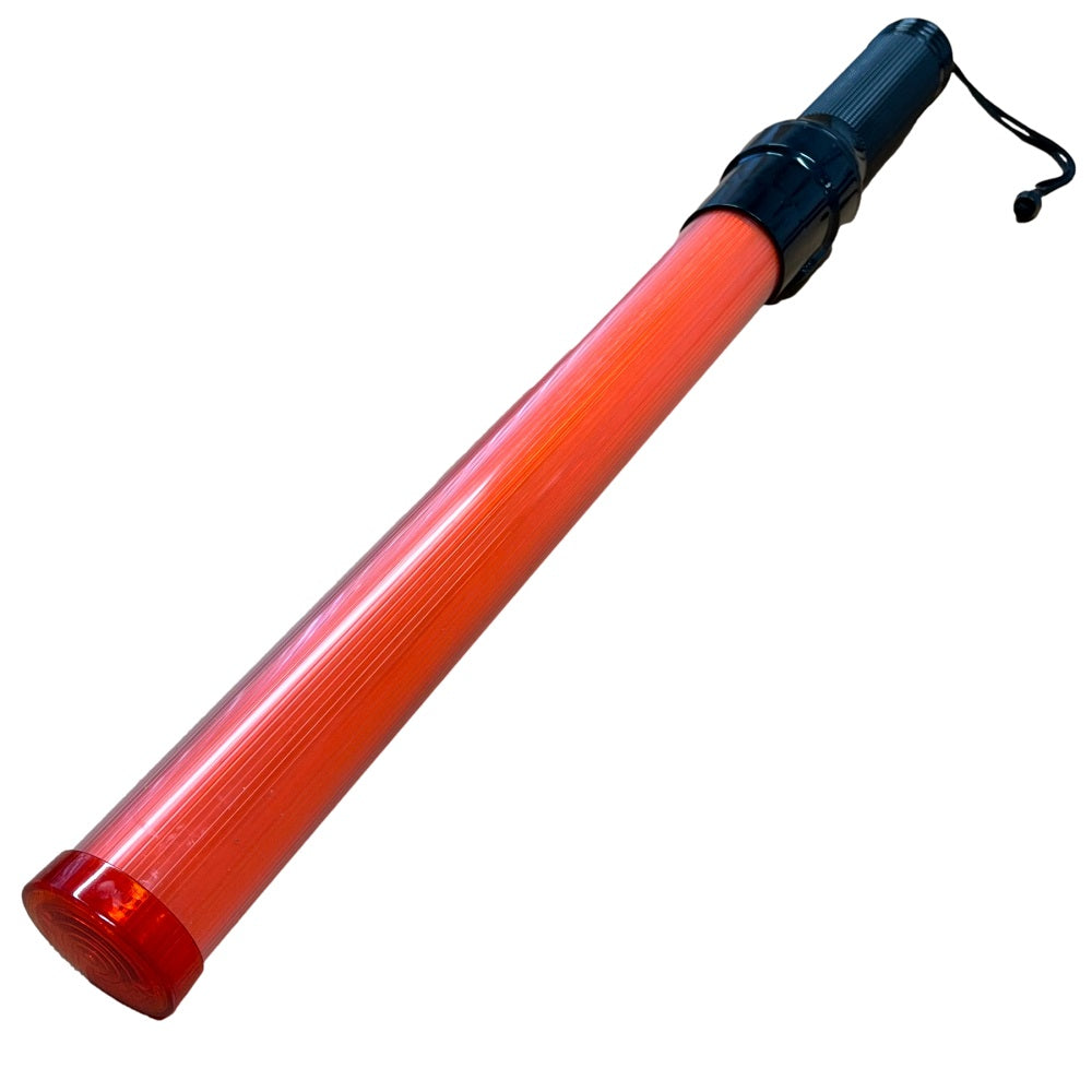 21" Red Traffic Wand With Hi Vis LED Lights