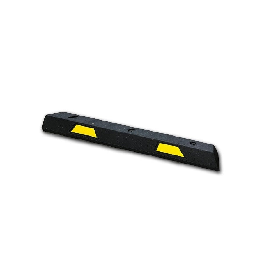 Rubber Car Stop 4' with Yellow Stripes