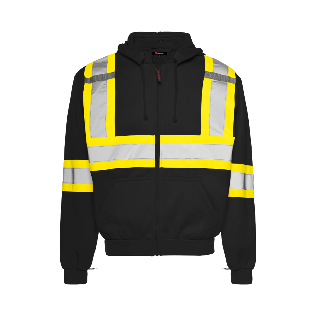 High Visibility Safety Hoodie with Detachable Hood, 4" Reflective Tape