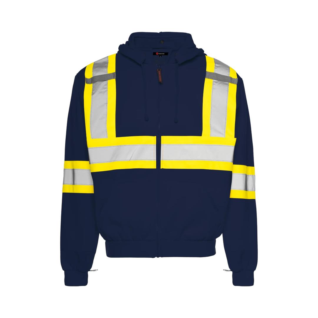 High Visibility Safety Hoodie with Detachable Hood, 4" Reflective Tape