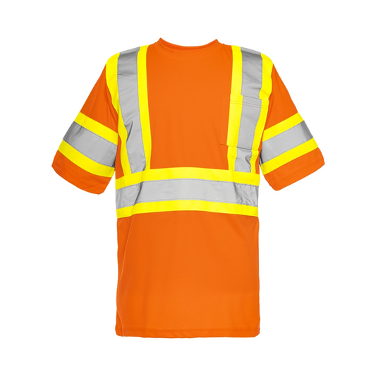 Short Sleeve Polyester Traffic T-Shirt with Extra Reflective Arm Band, Class 2, Level 2