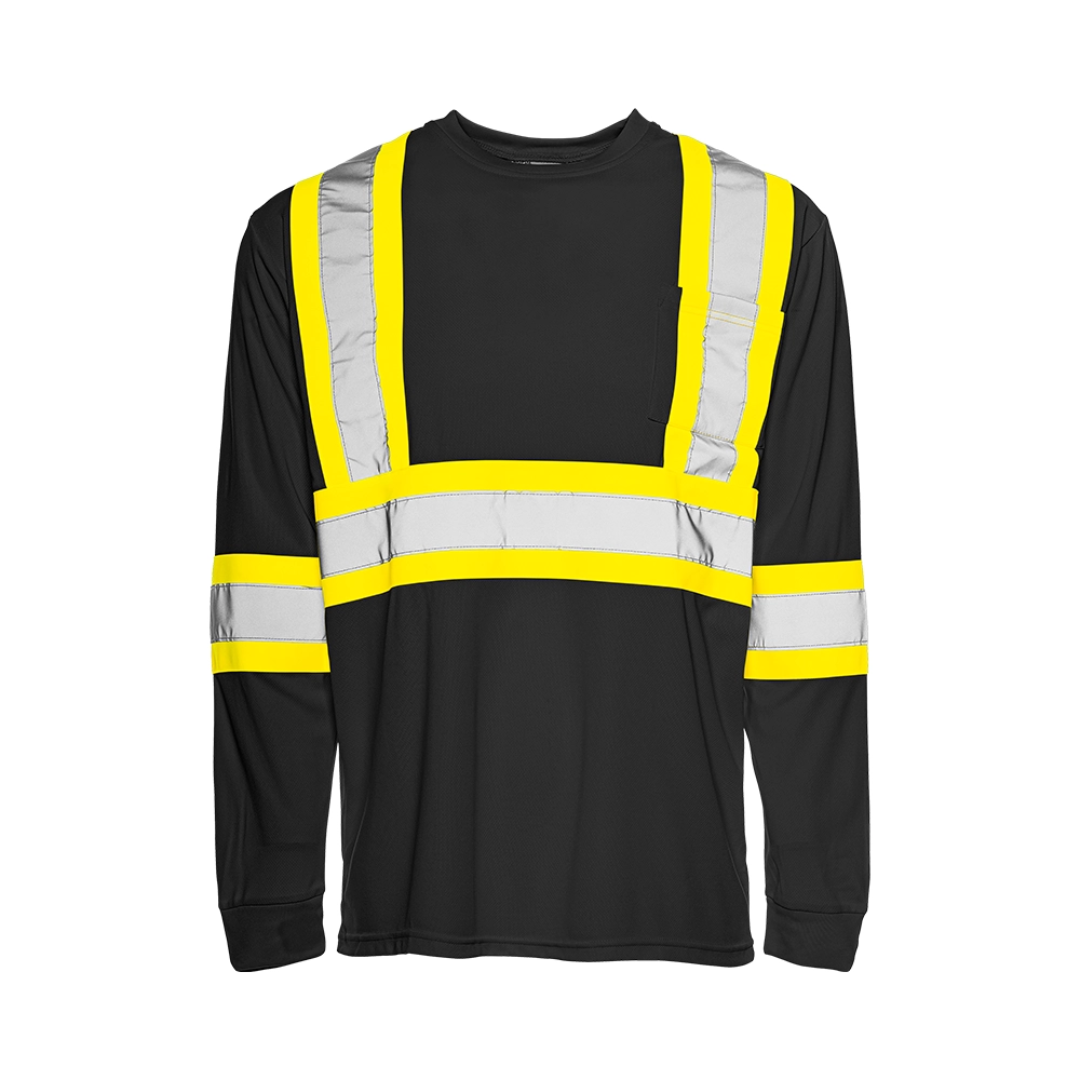 High Visibility Safety T-Shirt, Polyester, 4" Reflective Tape, Long Sleeve