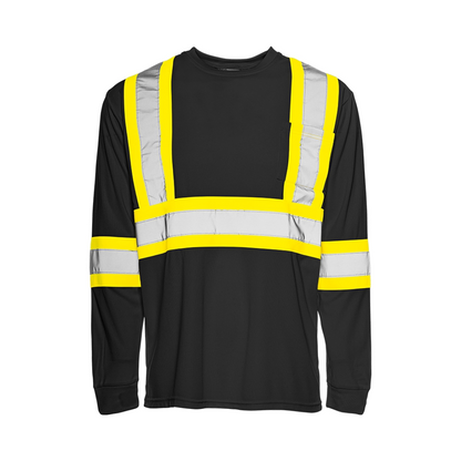 High Visibility Safety T-Shirt, Polyester, 4" Reflective Tape, Long Sleeve