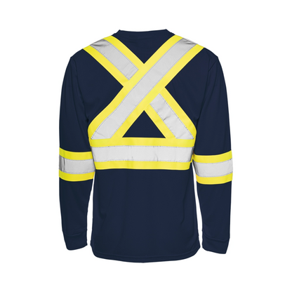 High Visibility Safety T-Shirt, Polyester, 4" Reflective Tape, Long Sleeve