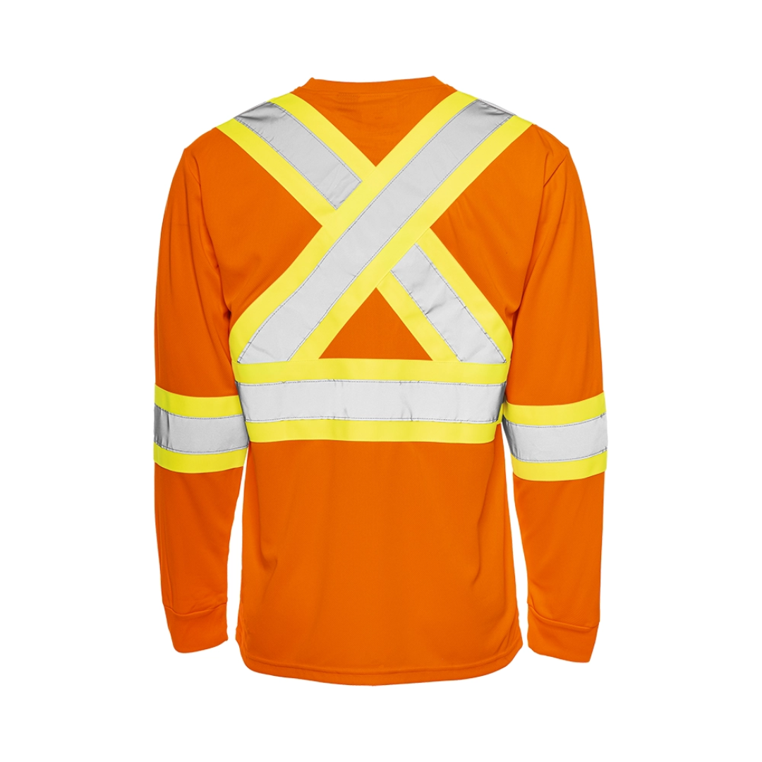High Visibility Safety T-Shirt, Polyester, 4" Reflective Tape, Long Sleeve
