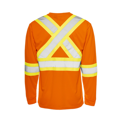 High Visibility Safety T-Shirt, Polyester, 4" Reflective Tape, Long Sleeve