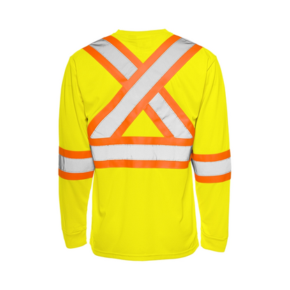 High Visibility Safety T-Shirt, Polyester, 4" Reflective Tape, Long Sleeve