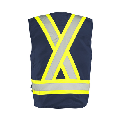 Deluxe Surveyor Vest, 4" Reflective Tape, 17 Pockets